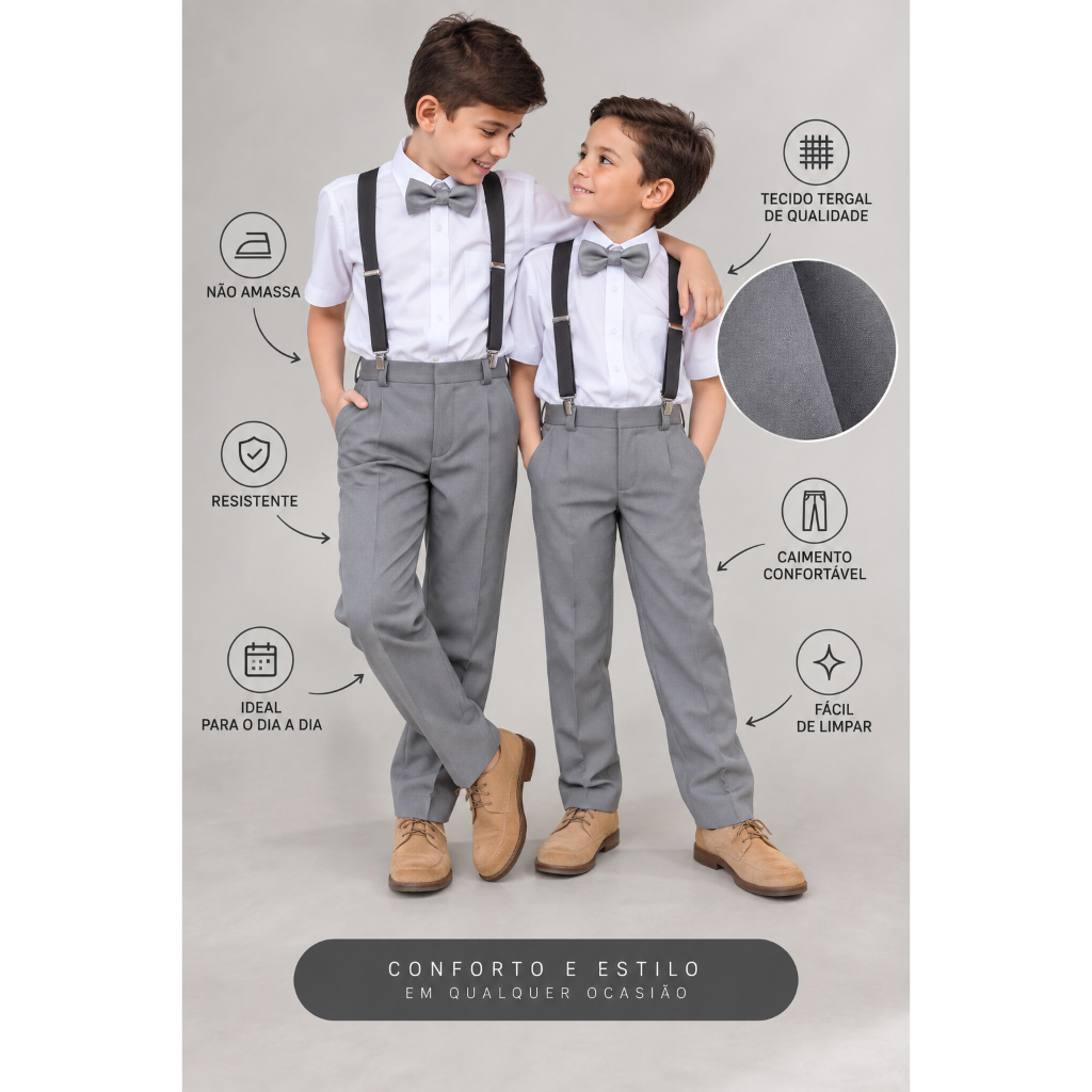 Calça Social Infantil Masculina Classica Para Menino-Formatura Fardamento Casamento Entrega Imediata