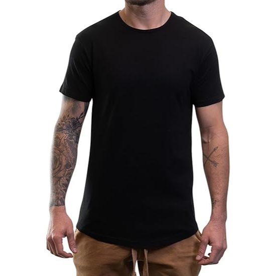 Camiseta Camisa Longline Algodão Manga Curta Lisa Algodão Penteado Caimento Perfeito