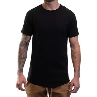 Camiseta Camisa Longline Algodão Manga Curta Lisa Algodão Penteado Caimento Perfeito