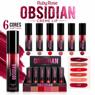 Batom Líquido Ruby Rose Obsidian Crème Lip Cremoso Alta Pigmentação Longa Duração Hidratante