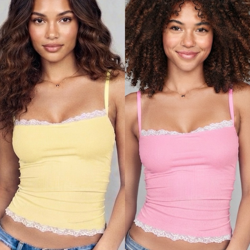 Blusa Cropped Regata feminina alcinha com renda ,malha suplex .estilosa,moda gringa,tendencia