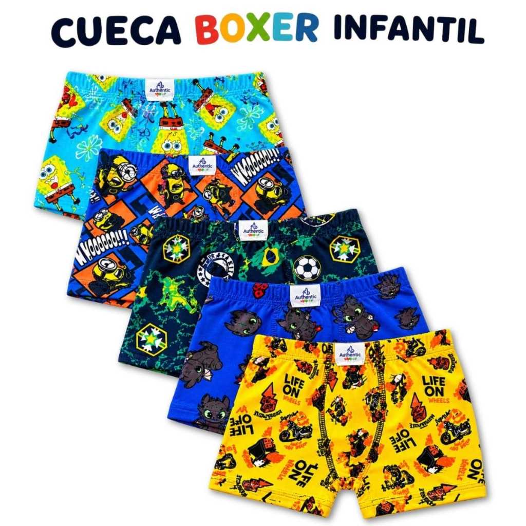 Kit 10 Cueca Infantil  Boxer Menino Confortável Macia Respirável Sortidas