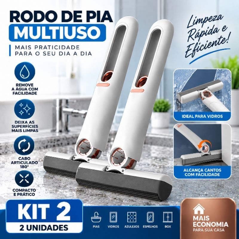 Rodo Mini Mop Mágico Rodinho de Pia Dobrável Retrátil Limpa e Seca Vidro Cozinha Banheiro Carro