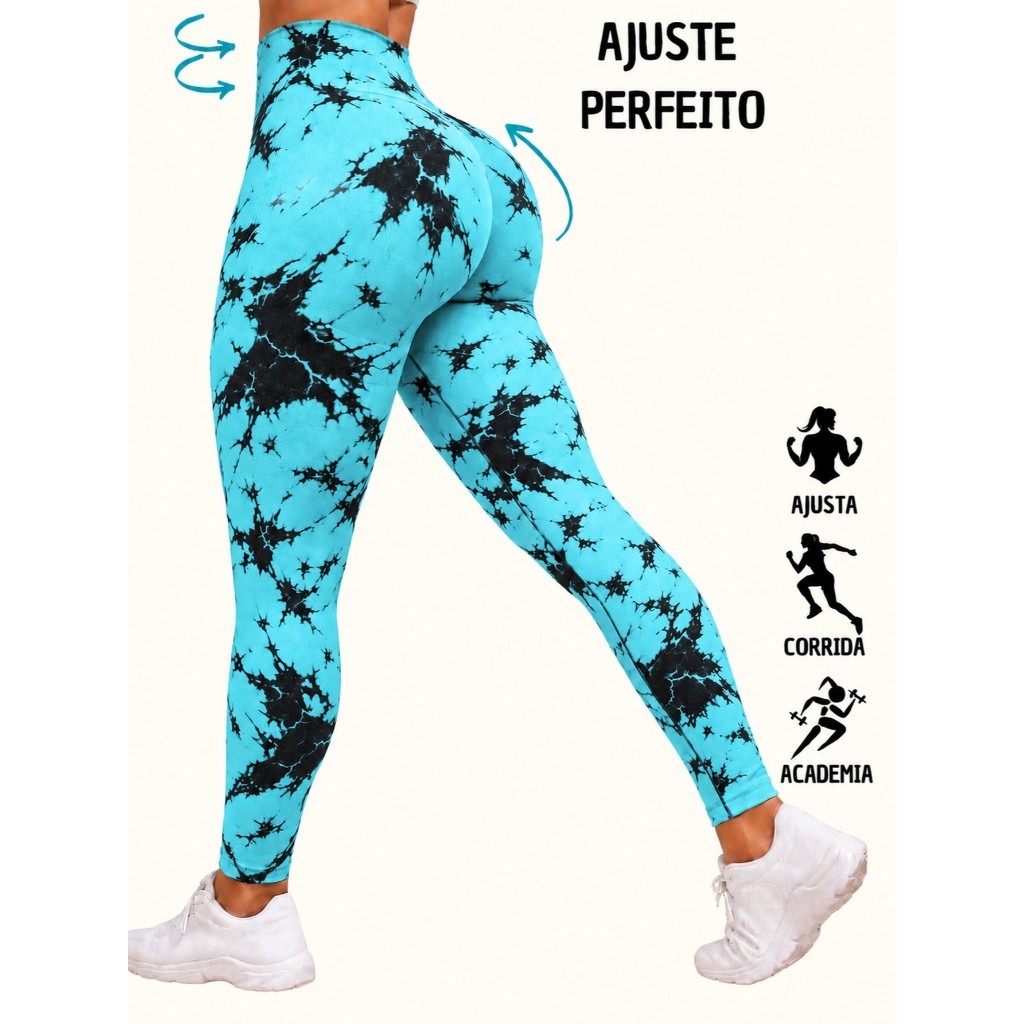 Calça Legging Estampado Tie Dye Suplex Cintura Alta Onich Tecido Grosso
