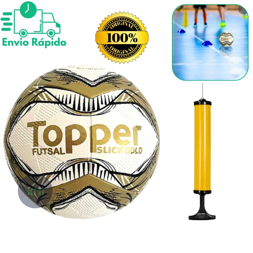 Bola de Futsal Topper Original Com Ou Sem Bomba Slick Gold Original Futebol de Salão Oficial