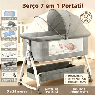 Berço Moisés Portátil Co-bed Balanço Mosquiteiro Altura Ajustável Bebê Recém-Nascido 0-24M