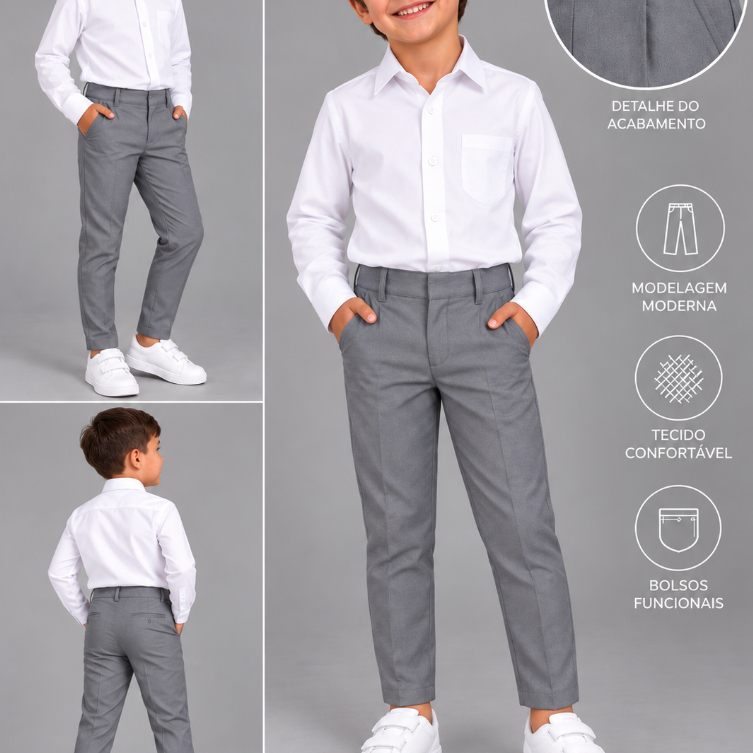 Calça Social Infantil Masculina Menino Esporte Fino Slim Festa Casamento