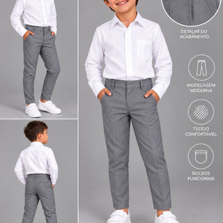 Calça Social Infantil Masculina Menino Esporte Fino Slim Festa Casamento
