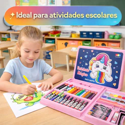 Estojo Maleta de Pintura Infantil Educativo Menino e Menina com até 86 Peças