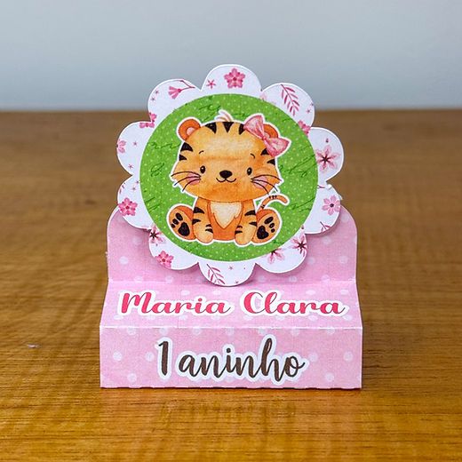 Kit 20 a 60 Porta Bis Personalizado Safari Rosa | Lembrancinha Festa Infantil