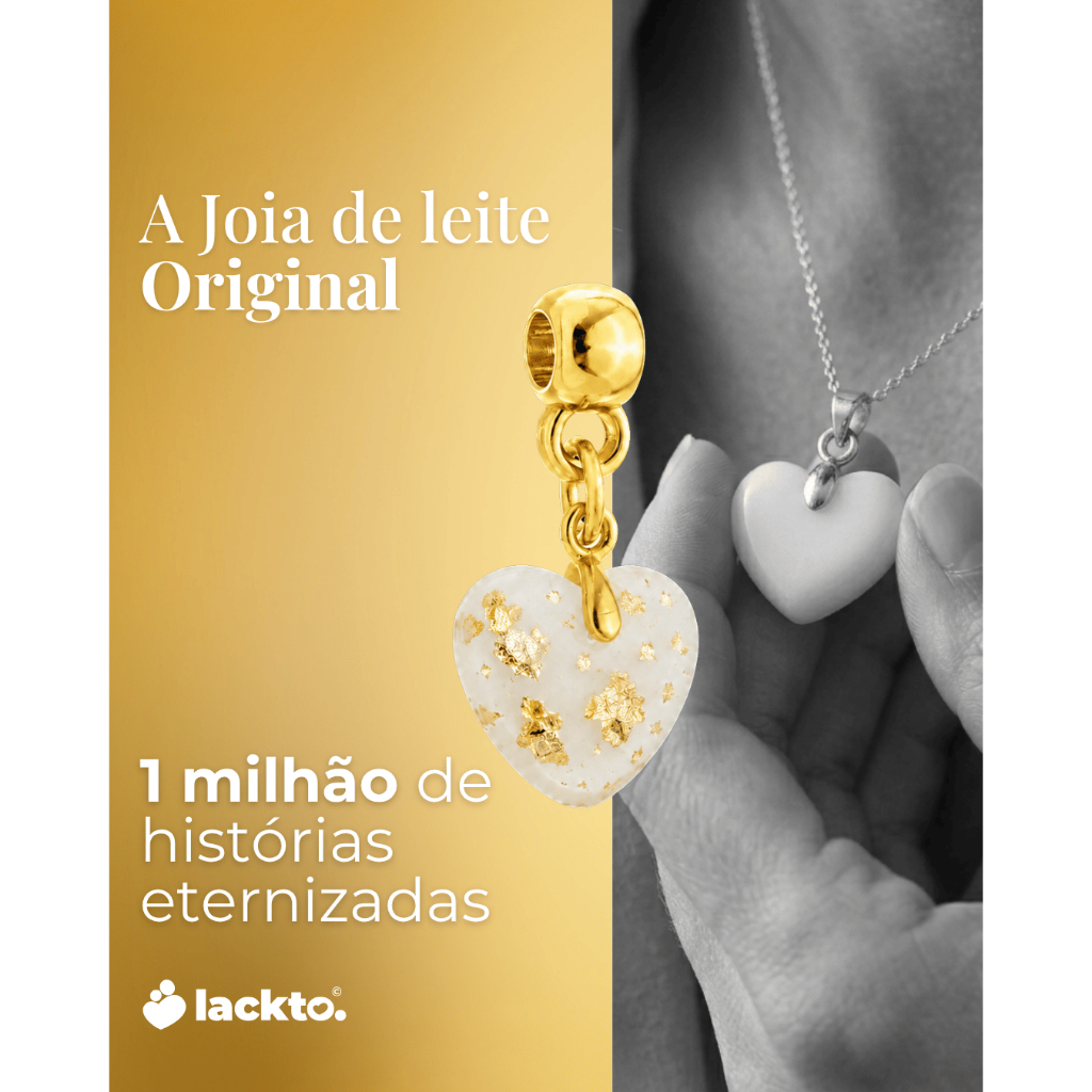 Berloque de Leite Materno Lackto com Folhas Douradas | Nova Mãe | Faça Você Mesma | Kit para Fazer Joia | Amor de Leite