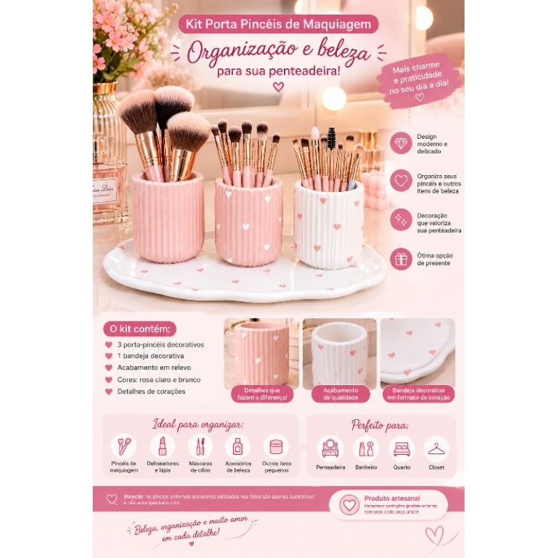 ✨ kit Decorativo em Gesso Artesanal minimalista - 4 peças - penteadeira , sala , quarto - Delicado e Elegante ✨