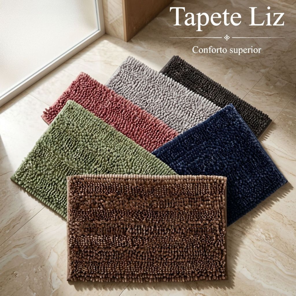 Tapete de Banheiro Antiderrapante Macio Felpudo Corttex Alta Absorção 60cm x 40cm Liz