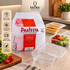Kit 100 Pote Descartável 150ml Freezer Microondas Marmita