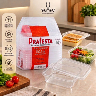 Kit 100 Pote Descartável 150ml Freezer Microondas Marmita