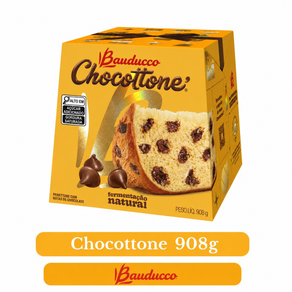 Chocottone Bauducco 908g - Massa Macia, Versátil e Ideal para Presentear