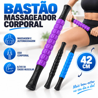 Bastão Massageador Corporal 42cm Rolo de Massagem Liberação Miofascial Automassagem