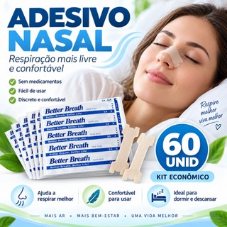 60 Kit Dilatador Nasal Anti Ronco Tira Nasal Adesivo Nasal Strips