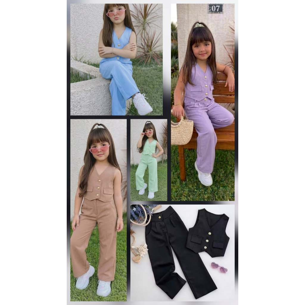 roupa infantil e juvenil conjunto alfaiataria pantalona do 4 ao 14 anos luxo colete e calza pantalona con pinza