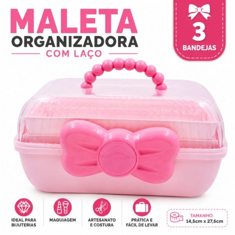 Maleta Organizadora Articulada maleta organizadora organizador de bijuterias maleta com bandejas porta maquiagem