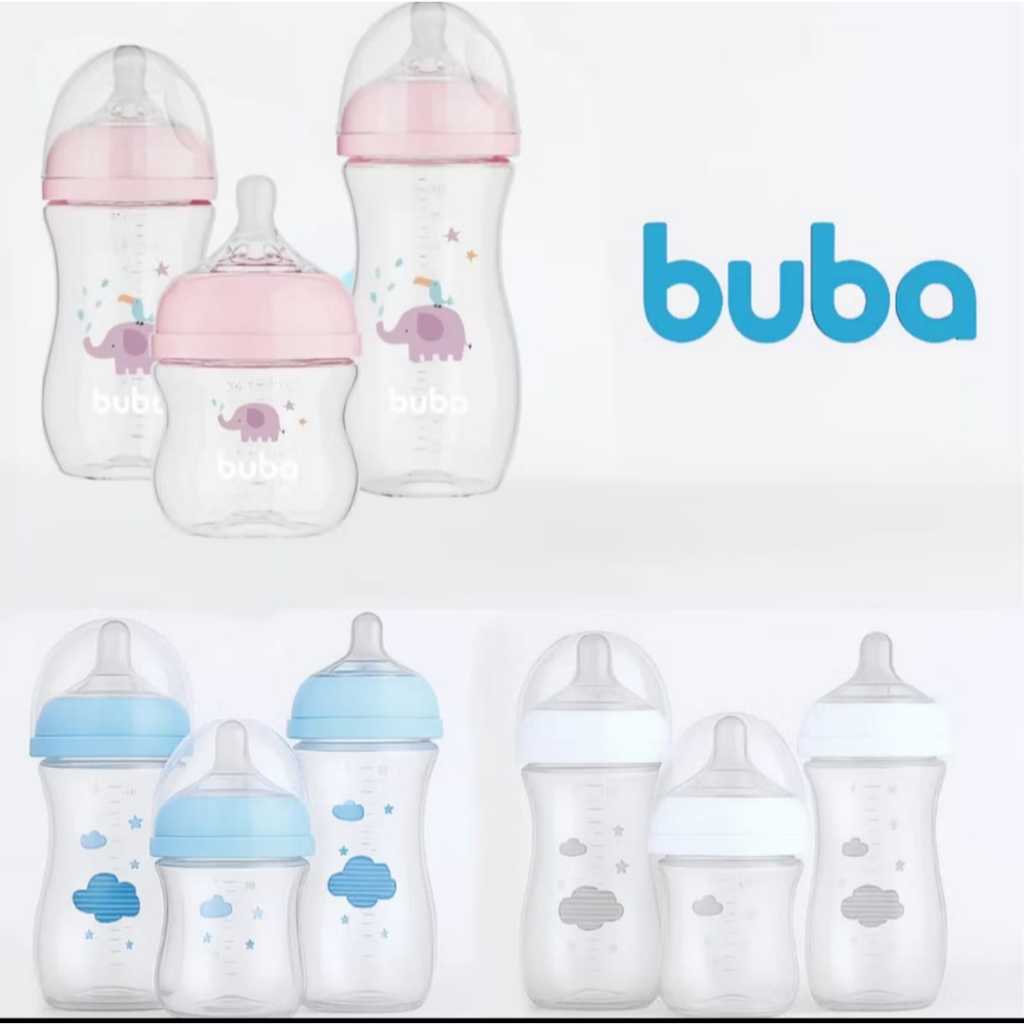 Kit 3 Mamadeiras Buba Anticólica Bico Silicone Macio Easy Flow 120 / 270 / 330 mL