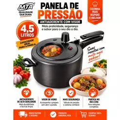 Panela De Pressão Antiaderente Com Visor Grafite 4,5 Litros MTA