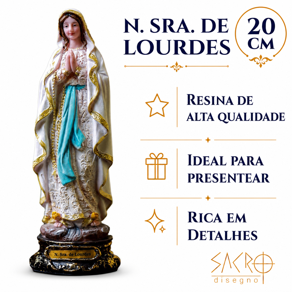 Imagem Nossa Senhora de Lourdes Lurdes 20cm Importada Resina