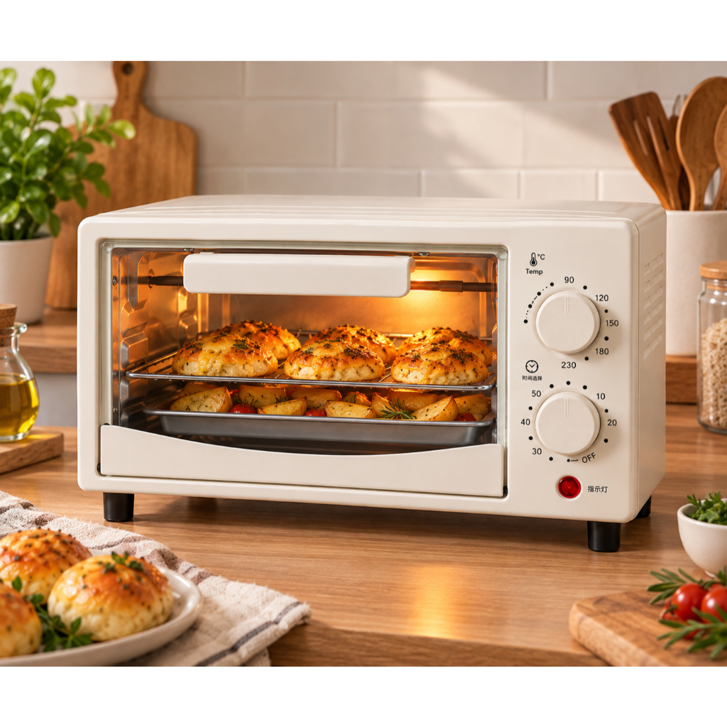 Forno Elétrico de Bancada 12L 600W com Timer 60 Minutos Grelha e Assadeira - PRONTA ENTREGA