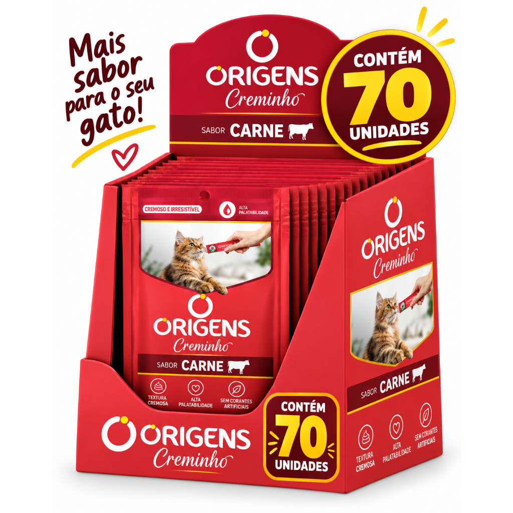 Pure Creminho Origens Gatos Carne 60Gr Caixa C/70 Unidades
