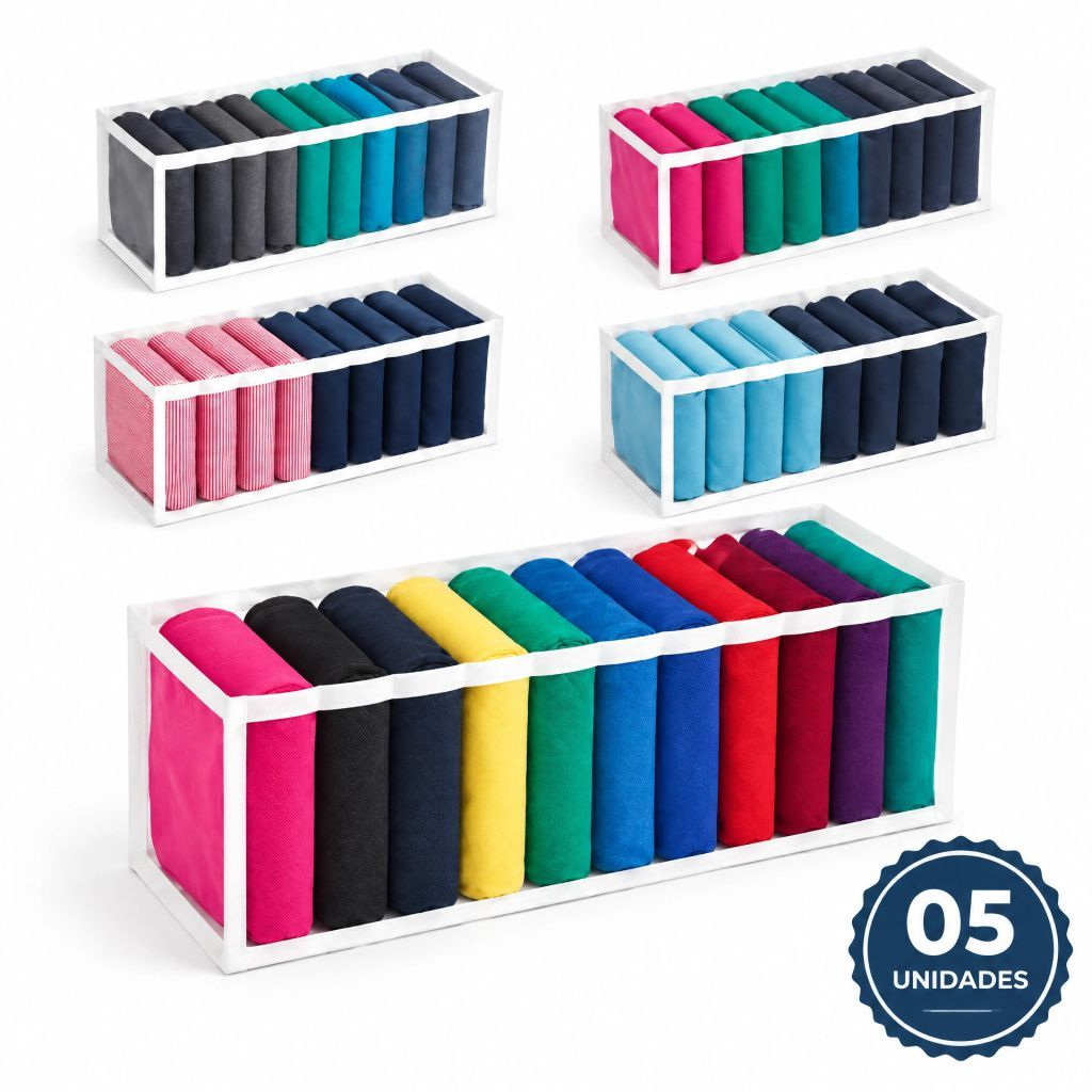 Kit 5 Colmeias organizadoras de gavetas com 10 divisórias. Organizador de roupas íntimas, meias, biquínis e fraldas