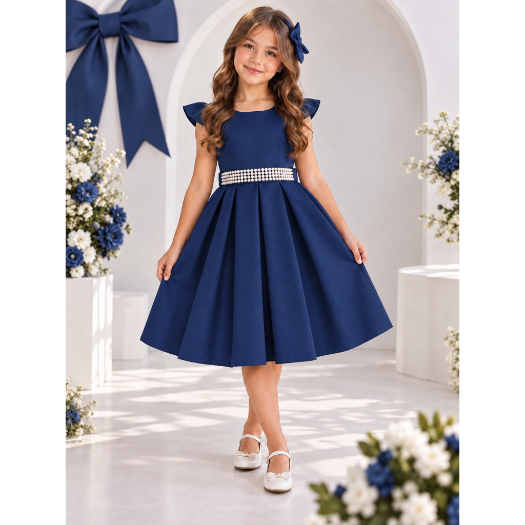 Vestido Pérola Luxuoso Moda Infantil Blogueira Mini Diva Aniversário Foto Festa Casamento Elegante