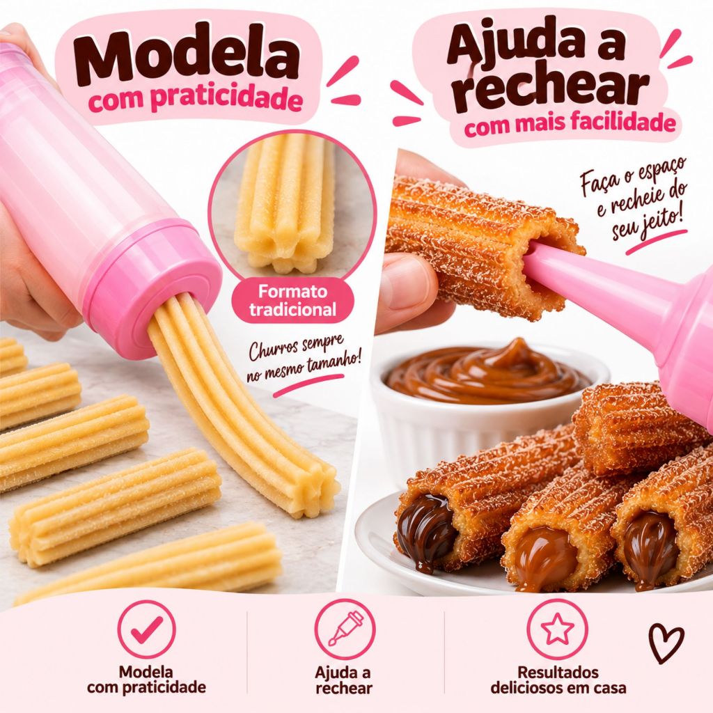 Máquina Fazedor de Churros Manual com Bico para Rechear — imagem 2 de 2