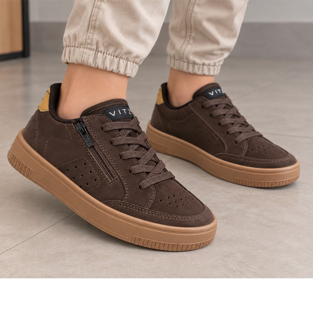 Tênis Menino Casual Marron Retro Confortável