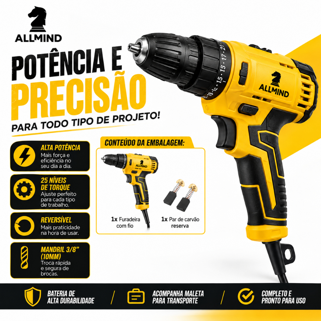 Parafusadeira Elétrica Ajuste De Torque 450w Parafusadeira Portatil Profissional E Furadeira
