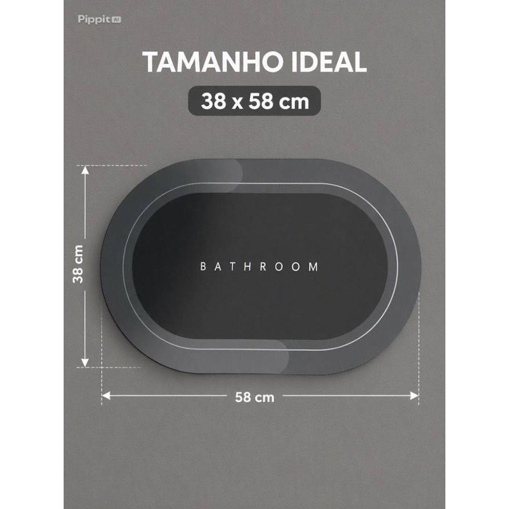 Tapete para Banheiro magico de Secagem Rápida e Super Absorvente Ideal para Chuveiro Cozinha e Varanda oval — imagem 2 de 2