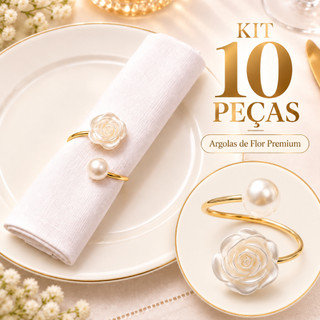 Kit 10 peças Anel Porta Guardanapos Argolas De Flor Premium