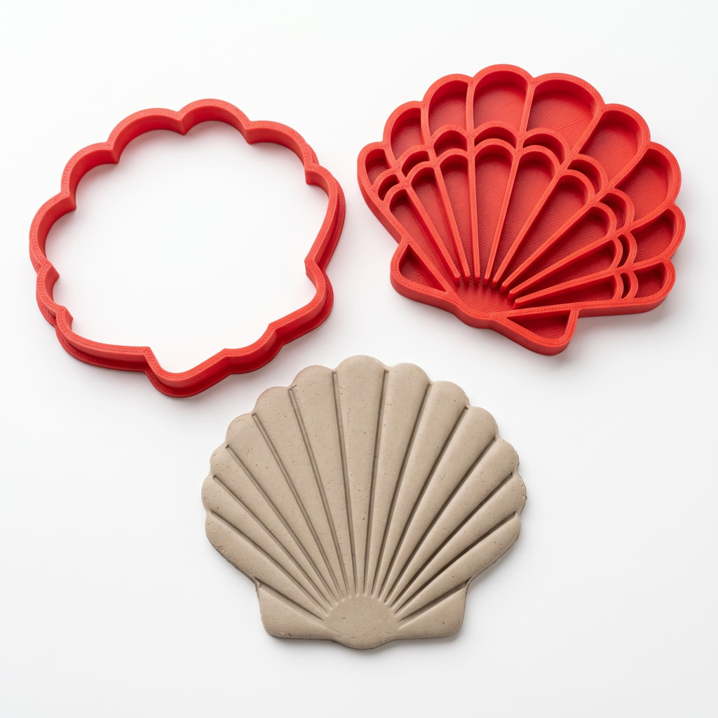 Kit Cortador e Carimbo de Concha de Praia para Cerâmica e Olaria Molde de Argila Biscuit Massa Polimérica Artesanato