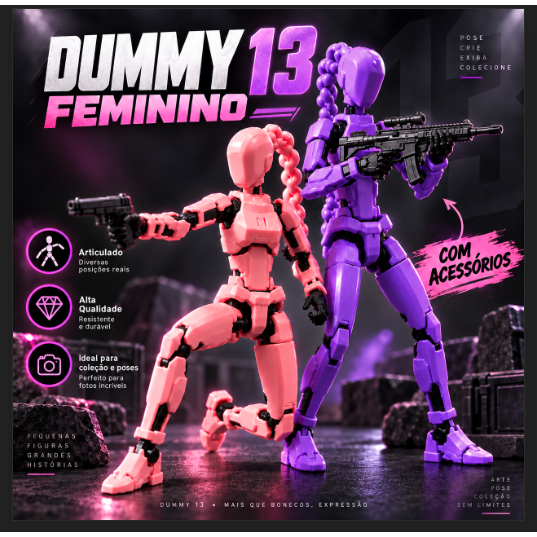 Boneco Dummy 13 Feminino Articulado Para Estúdio Poses Desenho Stop Motion Crianças Artistas
