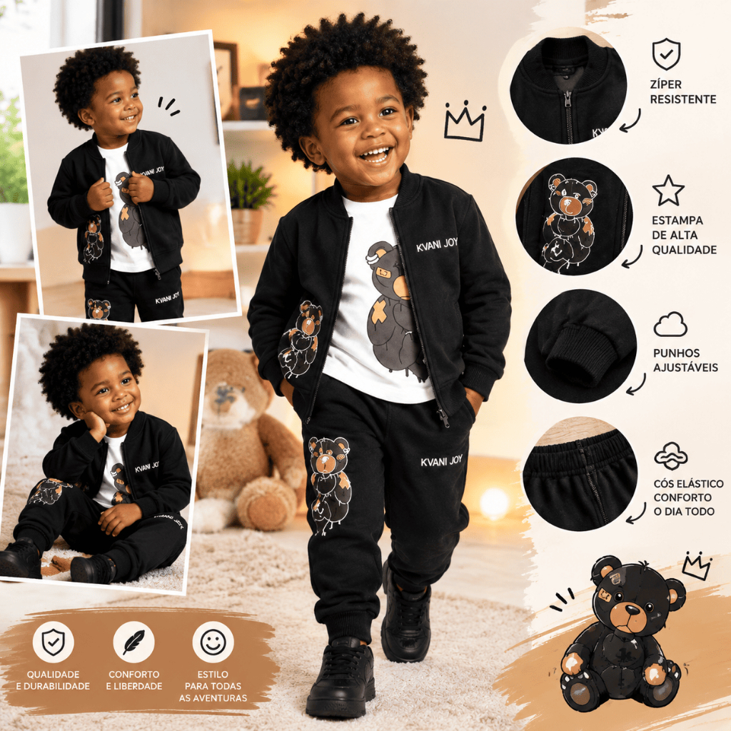 Conjunto de Inverno Infantil Masculino - 3 Peças Casaco+Calça+Blusa ou 2 Peças Casaco+Calça - Tamanho 2 ao 12 Anos
