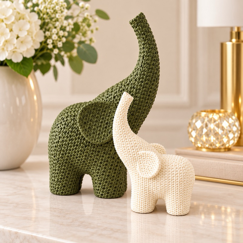 Kit 2 Elefantes da sorte Decorativos Minimalistas Luxo Sala Quarto Mesa Aparador Decoração Moderna
