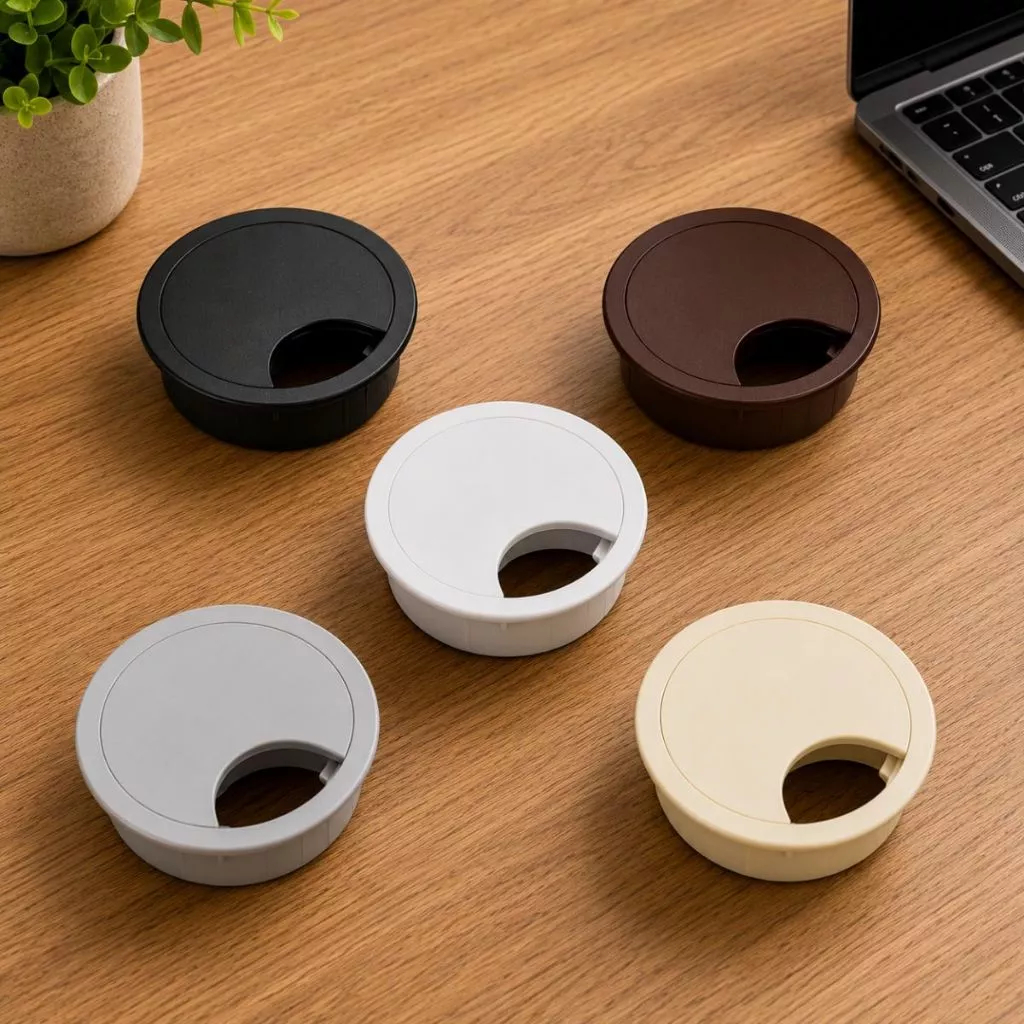 Passa Fio para Mesa 50mm e 64mm | Organizador de Cabos Escritório PC Gamer | Tampa para Furo de Mesa