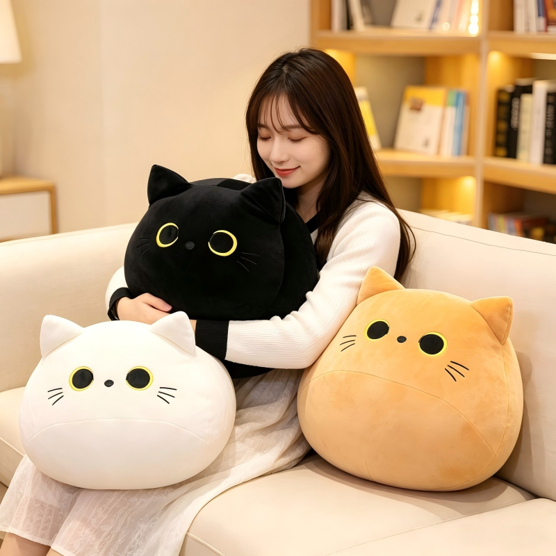 Gato Pelúcia Preto 40 cm Gigante Almofada Travesseiro Macio Presente