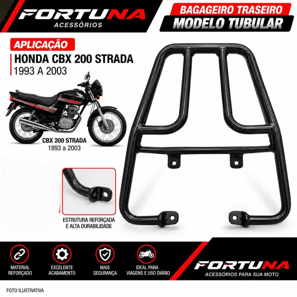 Bagageiro - Suporte Para Báu Cbx 200 Strada Preto Fortuna