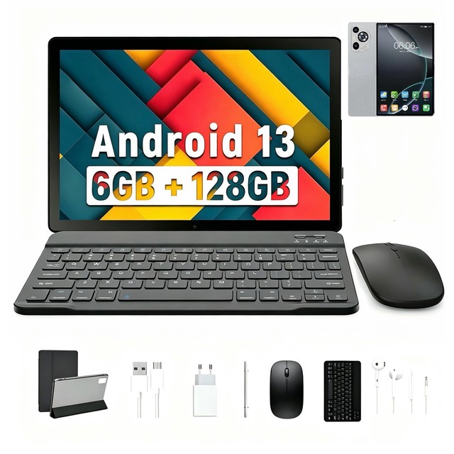 Tablet 6GB RAM 512GB ROM Android com capa protetora, 10.1 polegadas, câmera de 32 MP + 50 MP, 8000mAh