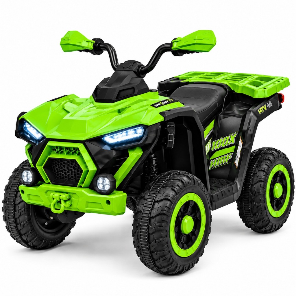 Quadriciclo 4x4 Carrinho Jeep Elétrico Infantil Verde com Controle Remoto Luzes LED e Som até 30kg
