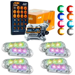 Kit 8 Strobo AJK 3.0 6W RGB Digital Endereçável e Ritmico Faróis 6W + Controle 38 Mil Efeitos