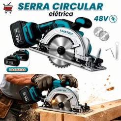 Serra Circular 48v Sem Fio 125mm 2 Baterias Corte 45° Disco Luatek LWJ-604