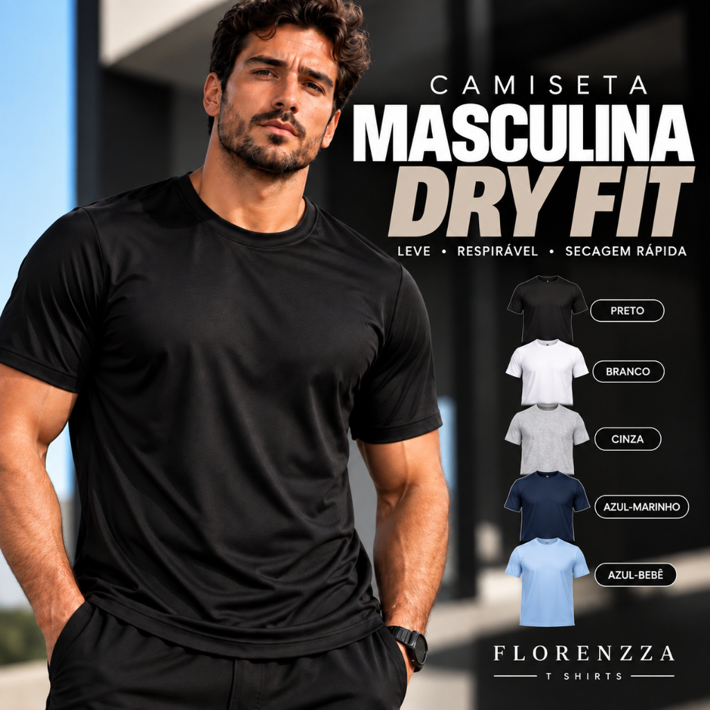 Camiseta Masculina Dry Fit Casual Esportiva Academia Moda Fitness Moderno Caminhada Manga Curta Corrida