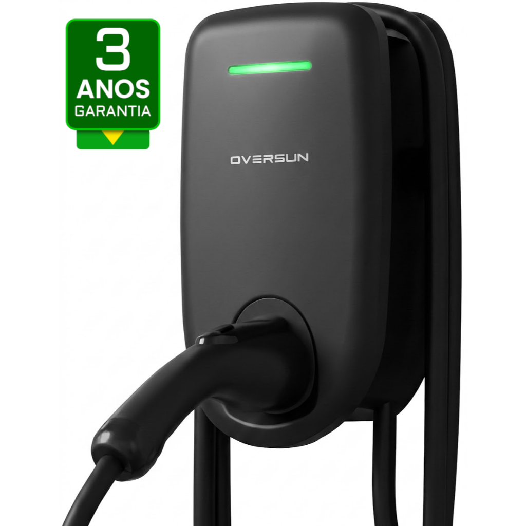 Carregador Carro Elétrico Wallbox Universal 7kw 32a 220v Cabo 5 Metros Tipo 2 Ip65 Oversun