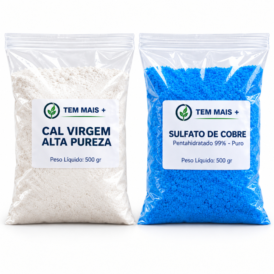 Kit Calda Bordalesa Sulfato de Cobre + Cal Agrícola Conjunto Uso Agricola Ideal Para Plantações Anti Bacterias e Fungos